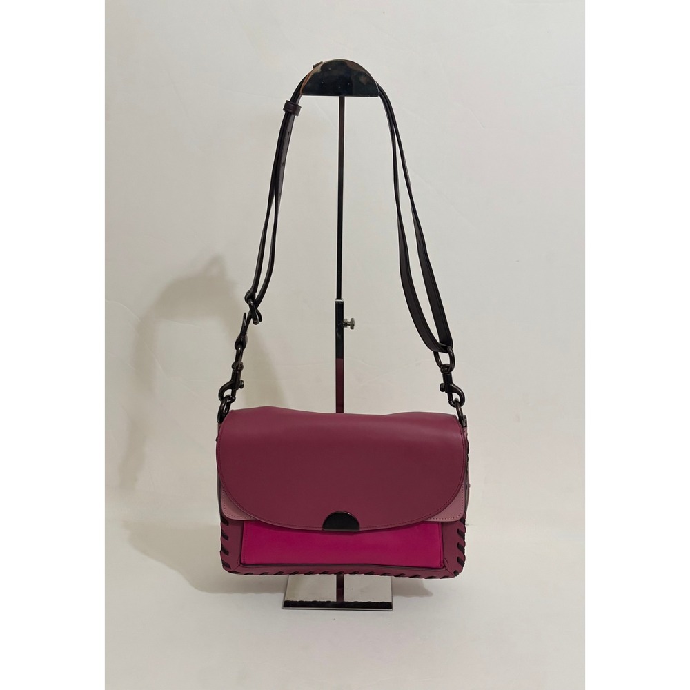 COACH Dreamer True Pink Colorblock Whipstitch Leather Shoulder Bag 76034